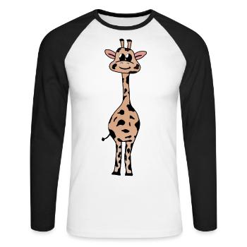Giraffe - Unisex Baseballshirt langarm - Weiß/Schwarz - Vorne - Nik (191cm)
