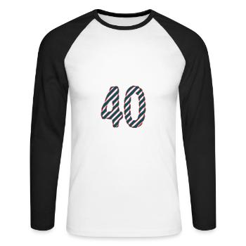40. 40 YEARS. 40th ANNIVERSARY. 40TH ANNIVERSARY. - Unisex Long Sleeve Baseball T-Shirt - white/black - Front - Nik (191cm)