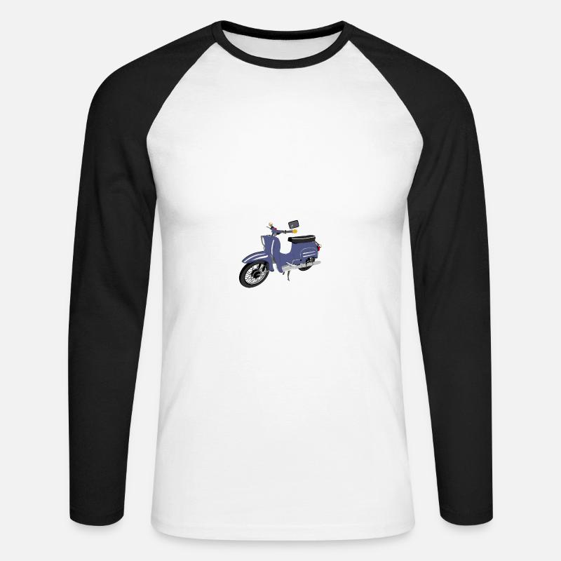 Simson Schwalbe blau - Unisex Baseballshirt langarm - Weiß/Schwarz