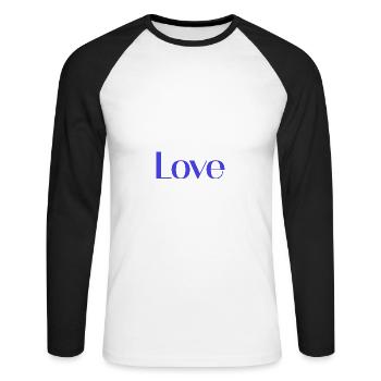 ICH LIEBE DICH. LIEBE. PAAR. ICH HABE GERADE GEHEIRATET. Junggesellinnenabschied - Unisex Baseballshirt langarm - Weiß/Schwarz - Vorne - Nik (191cm)