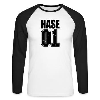 Hare No. 1 Hasi Mouse Mausi Treasure King Queen - Unisex Long Sleeve Baseball T-Shirt - white/black - Front - Nik (191cm)