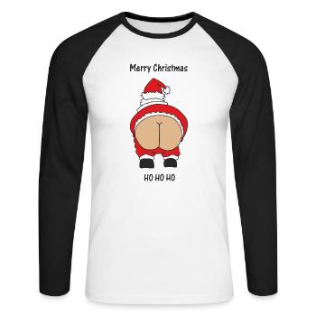 Rude Santa - T-shirt baseball manches longues Homme - blanc/noir - Devant - Nik (191cm)
