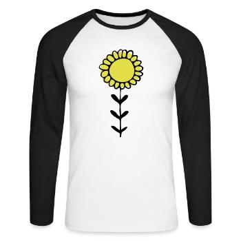 Sonnenblume Illustration - Unisex Baseballshirt langarm - Weiß/Schwarz - Vorne - Nik (191cm)