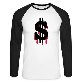 dollar - Unisex Long Sleeve Baseball T-Shirt - white/black - Front - Nik (191cm)