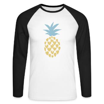 Ananas - ananas-amant - T-shirt baseball manches longues Homme - blanc/noir - Devant - Nik (191cm)