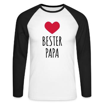 Bester Papa (dh) - Unisex Baseballshirt langarm - Weiß/Schwarz - Vorne - Nik (191cm)