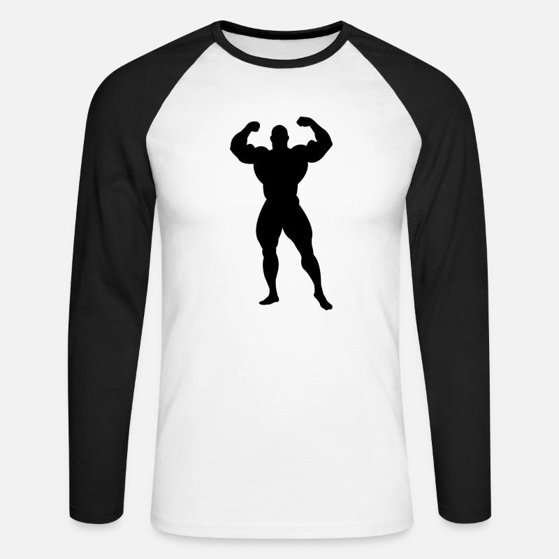 Bodybuilder - Unisex Baseballshirt langarm - Weiß/Schwarz