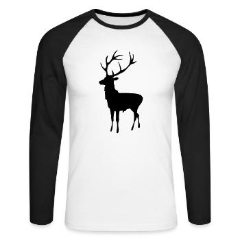 Le cerf - T-shirt baseball manches longues Homme - blanc/noir - Devant - Nik (191cm)