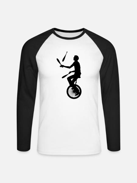 Einrad - Unicycle - Unisex Baseballshirt langarm - Weiß/Schwarz