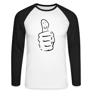 daumen_hoch - T-shirt baseball manches longues Homme - blanc/noir - Devant - Nik (191cm)