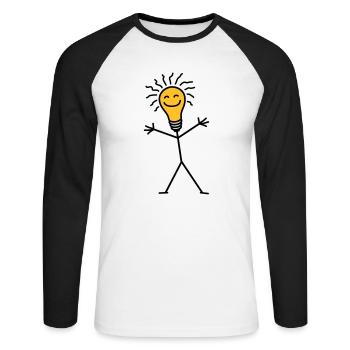 Light Bulb - T-shirt baseball manches longues Homme - blanc/noir - Devant - Nik (191cm)