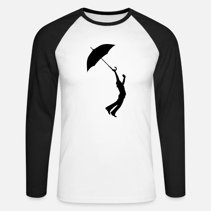 jumping_with_umbrella - Unisex Baseballshirt langarm - Weiß/Schwarz