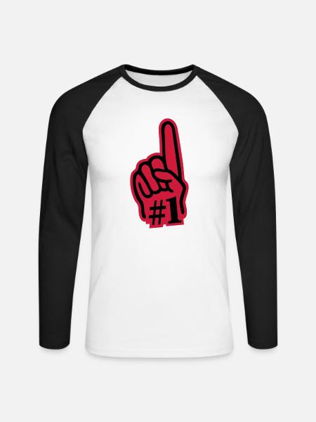 Fan Hand (finger) 02 - Unisex Long Sleeve Baseball T-Shirt - white/black