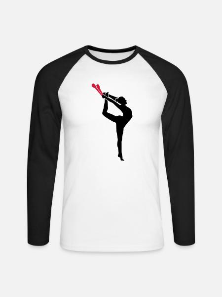 Gymnastik - Unisex Baseballshirt langarm - Weiß/Schwarz