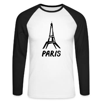 eifelturm_2 - Unisex Baseballshirt langarm - Weiß/Schwarz - Vorne - Nik (191cm)