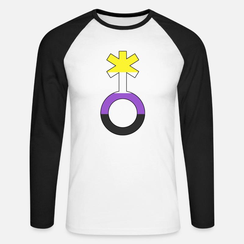 Non-binary symbol non-binary non-binary gender - Unisex Long Sleeve Baseball T-Shirt - white/black