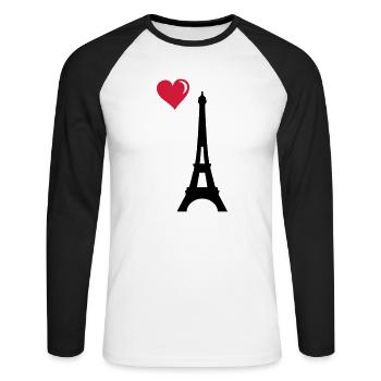 eiffel tower love - Unisex Baseballshirt langarm - Weiß/Schwarz - Vorne - Nik (191cm)