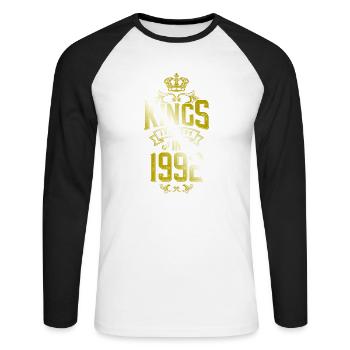 kings are born 1992 - Unisex Long Sleeve Baseball T-Shirt - white/black - Front - Nik (191cm)