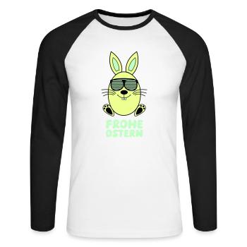 Joyeux lapin de Pâques - T-shirt baseball manches longues Homme - blanc/noir - Devant - Nik (191cm)