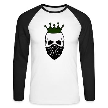 skull bandit king 02 - Unisex Baseballshirt langarm - Weiß/Schwarz - Vorne - Nik (191cm)