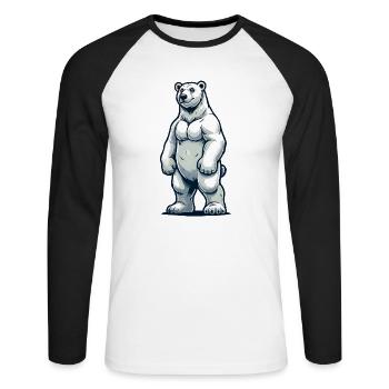 Ours blanc - T-shirt baseball manches longues Homme - blanc/noir - Devant - Nik (191cm)