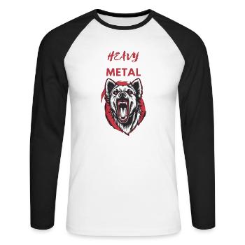 Loup de métal lourd - T-shirt baseball manches longues Homme - blanc/noir - Devant - Nik (191cm)