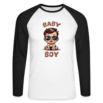 Baby Comic Sunglasses - Unisex Long Sleeve Baseball T-Shirt - white/black - Front - Nik (191cm)