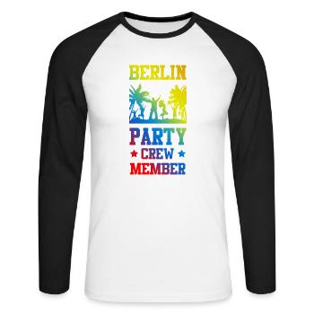 Berlin Party Crew - Unisex Baseballshirt langarm - Weiß/Schwarz - Vorne - Nik (191cm)