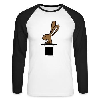 Lapin Chapeau Haut de forme Sorcier Lapin Sorcier Mignon - T-shirt baseball manches longues Homme - blanc/noir - Devant - Nik (191cm)