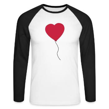 Love Heart Balloon - Unisex Long Sleeve Baseball T-Shirt - white/black - Front - Nik (191cm)