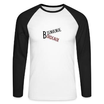BIENVENUE BORDEAUX - T-shirt baseball manches longues Homme - blanc/noir - Devant - Nik (191cm)