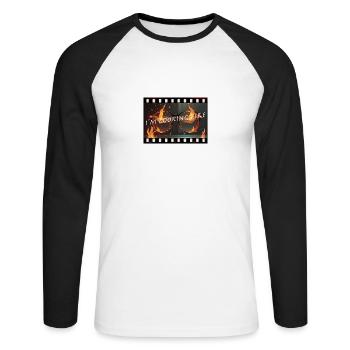 Je regarde le feu - T-shirt baseball manches longues Homme - blanc/noir - Devant - Nik (191cm)