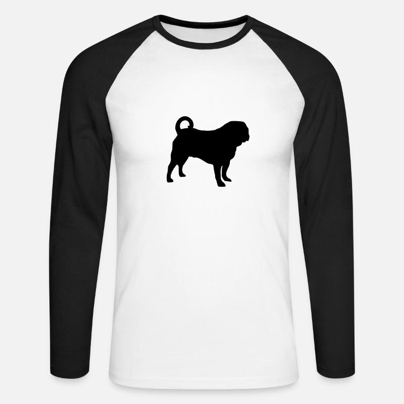 Mops - Unisex Baseballshirt langarm - Weiß/Schwarz