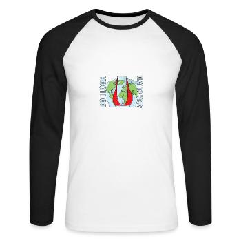 Drôle est-ce que j’ai l’air plat pour toi Jour de la Terre Anti Plat - T-shirt baseball manches longues Homme - blanc/noir - Devant - Nik (191cm)