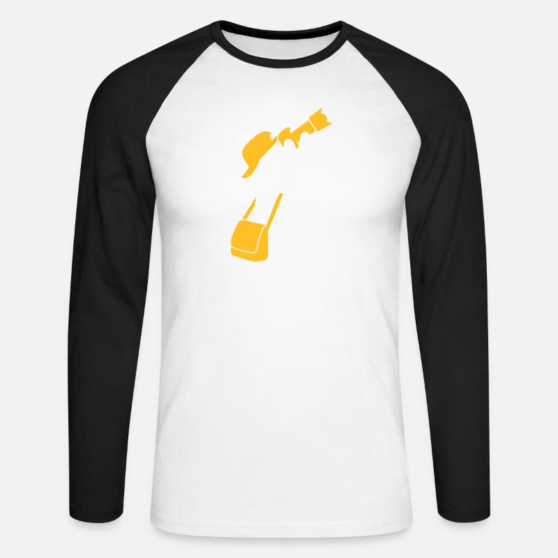 Fotograf mit Kamera - Unisex Baseballshirt langarm - Weiß/Schwarz