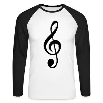 Notenschlüssel - Unisex Baseballshirt langarm - Weiß/Schwarz - Vorne - Nik (191cm)