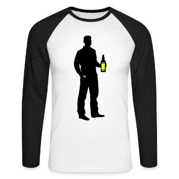 Drinker Silhouette Icon - Unisex Long Sleeve Baseball T-Shirt - white/black - Front - Nik (191cm)