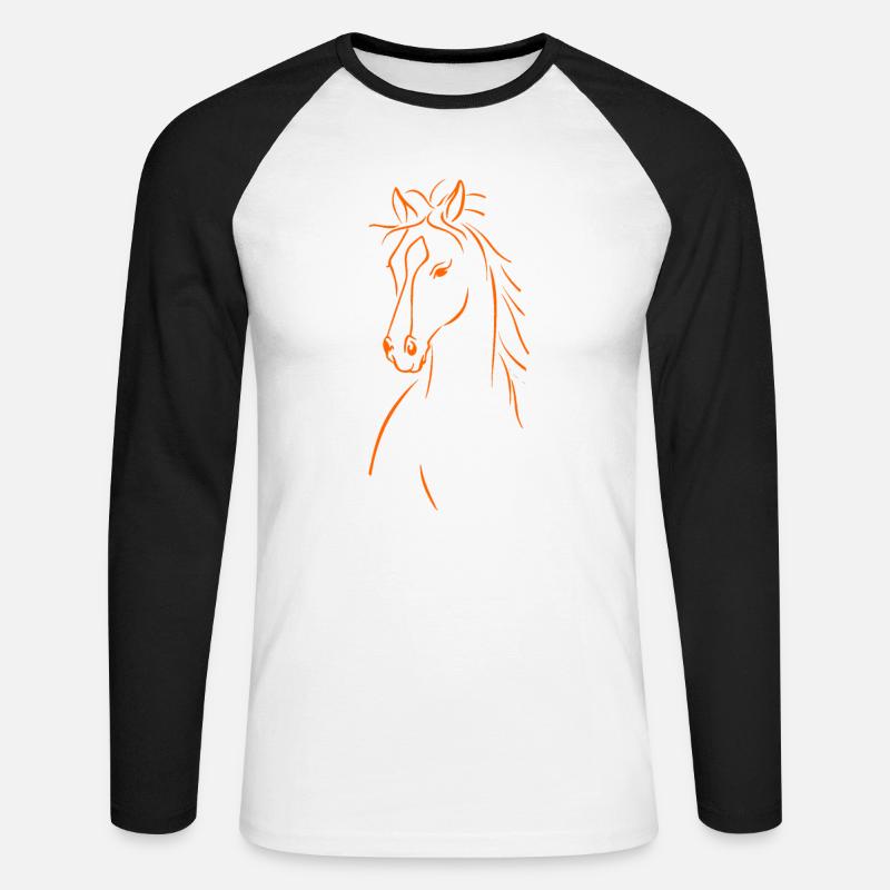 Elegante silhouette del cavallo - Maglia da baseball a manica lunga da uomo - bianco/nero