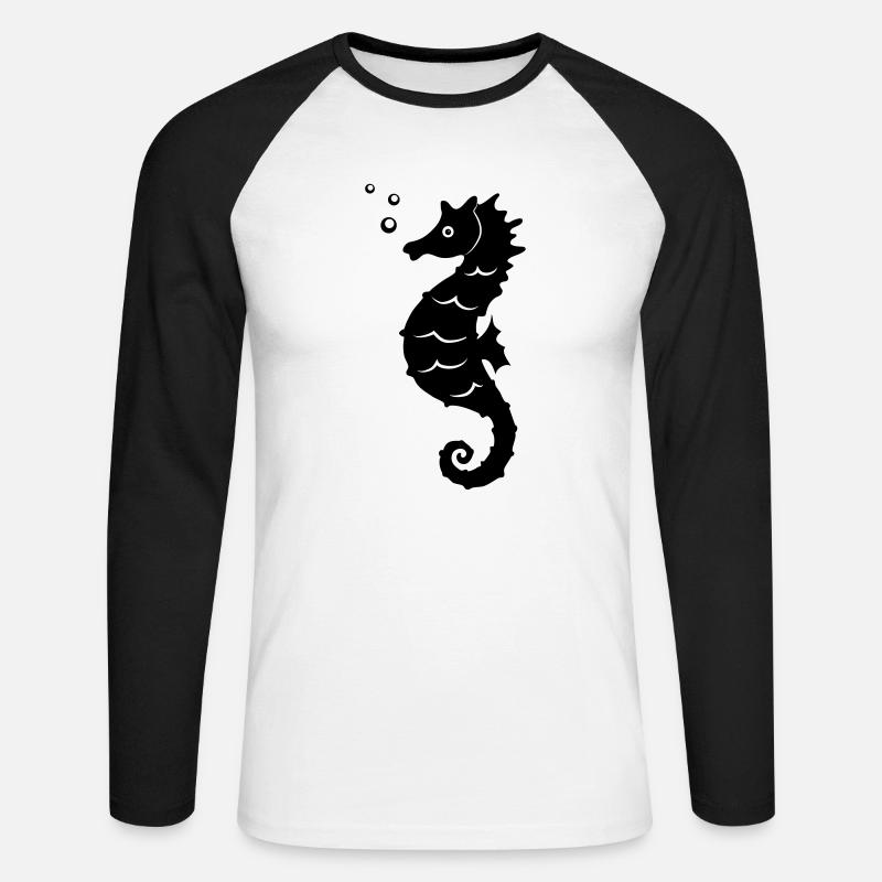 seepferdchen - Unisex Baseballshirt langarm - Weiß/Schwarz