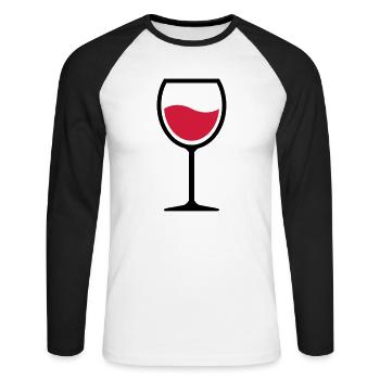 03 Glas Wein Vino Tinto - Unisex Baseballshirt langarm - Weiß/Schwarz - Vorne - Nik (191cm)