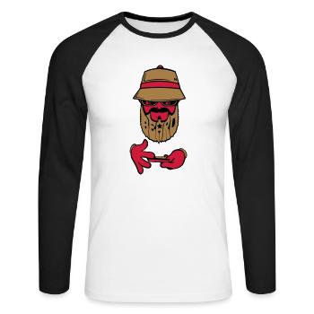 logo beard bob - T-shirt baseball manches longues Homme - blanc/noir - Devant - Nik (191cm)