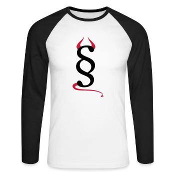 Devils paragraph - Unisex Long Sleeve Baseball T-Shirt - white/black - Front - Nik (191cm)