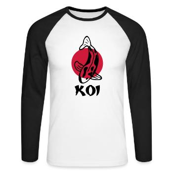 Koi - Unisex Baseballshirt langarm - Weiß/Schwarz - Vorne - Nik (191cm)
