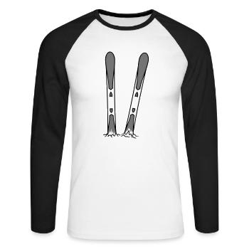 2 ski im schnee urlaub sport bretter fahren winter - T-shirt baseball manches longues Homme - blanc/noir - Devant - Nik (191cm)