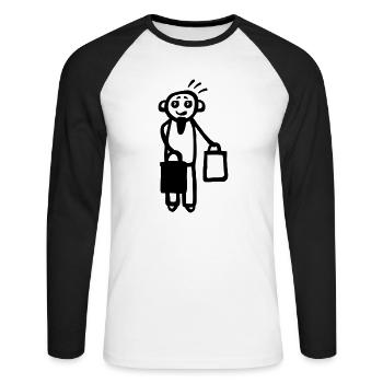 Papa geht shoppen - Unisex Baseballshirt langarm - Weiß/Schwarz - Vorne - Nik (191cm)