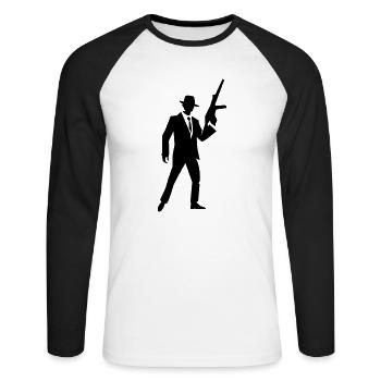 gangster_01 - Unisex Baseballshirt langarm - Weiß/Schwarz - Vorne - Nik (191cm)
