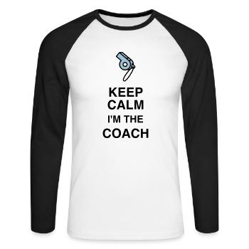 Coach / Coaching / Trainer / Sport - Unisex Baseballshirt langarm - Weiß/Schwarz - Vorne - Nik (191cm)
