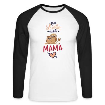 Ich liebe dich Mama - Unisex Baseballshirt langarm - Weiß/Schwarz - Vorne - Nik (191cm)