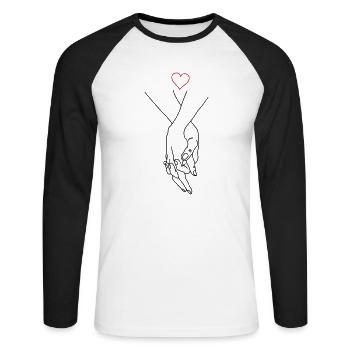 hands couple heart - Unisex Long Sleeve Baseball T-Shirt - white/black - Front - Nik (191cm)