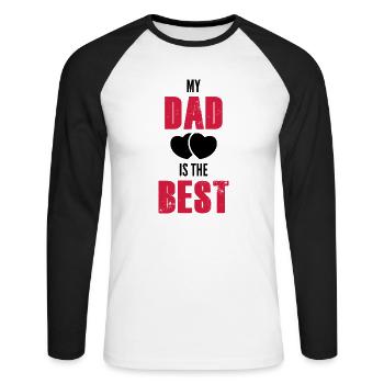 Papa c'est le meilleur / cadeau humour enfant - T-shirt baseball manches longues Homme - blanc/noir - Devant - Nik (191cm)
